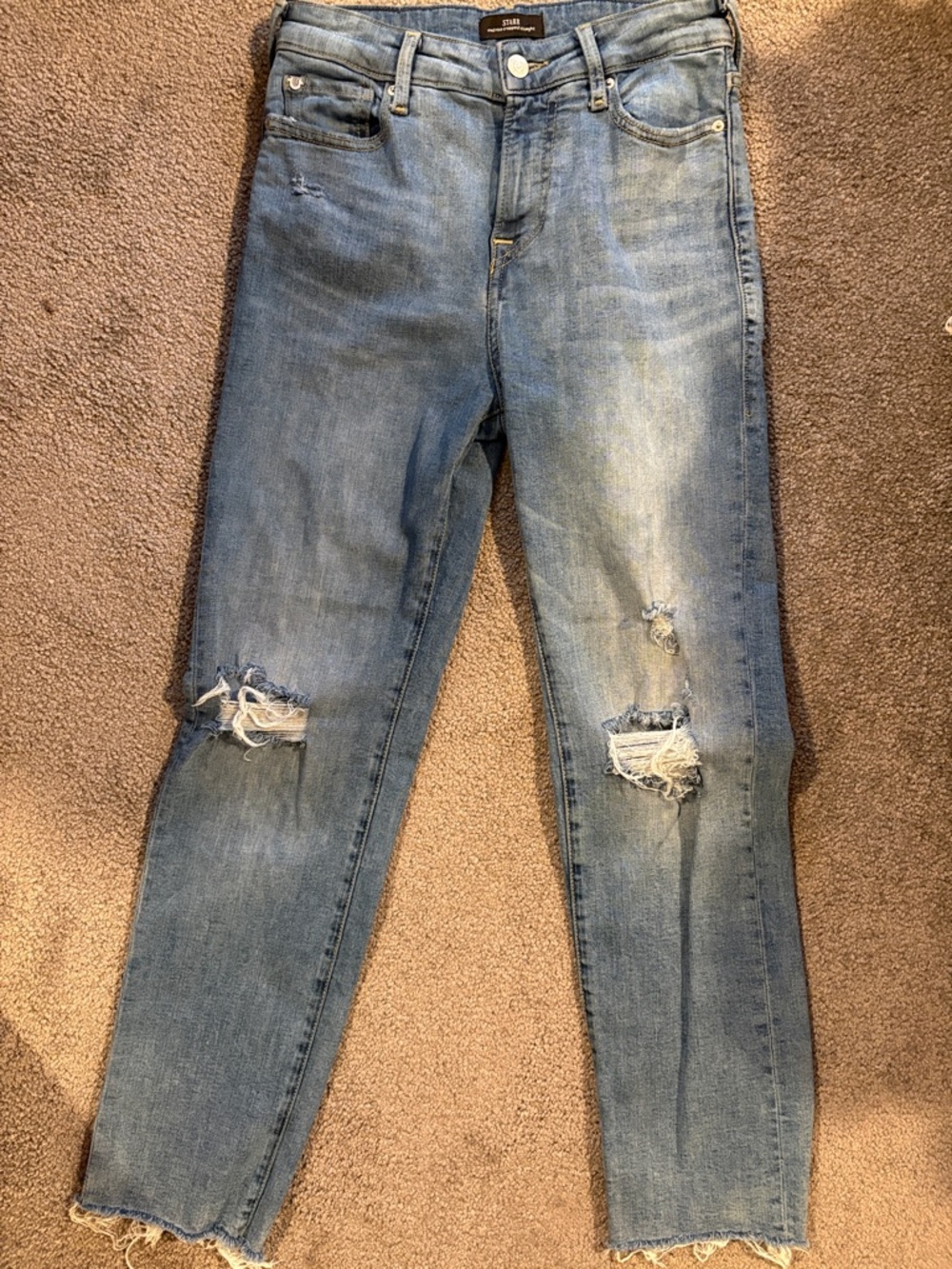 Starr True Religion Mid Rise Cropped Straight Light Blue Jeans. Size 26